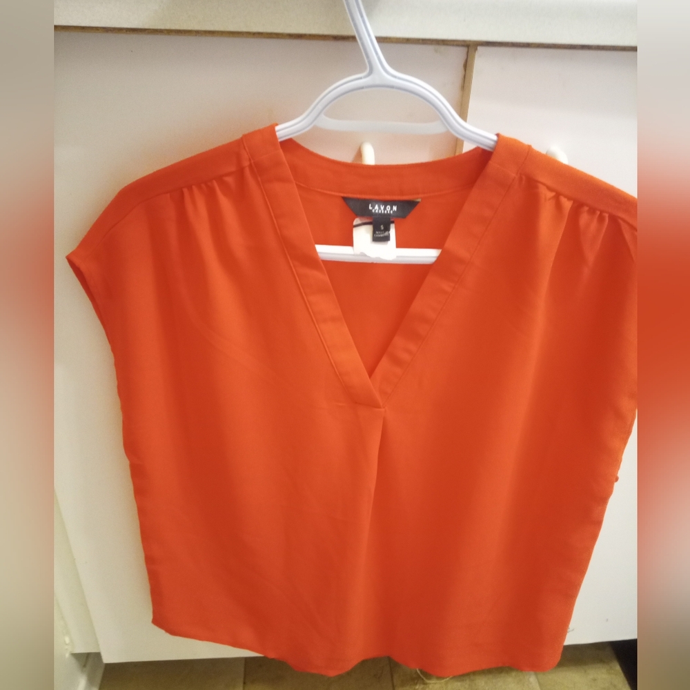 Avon V-Neck Orange Blouse, pTP Is Almost 24 Inches